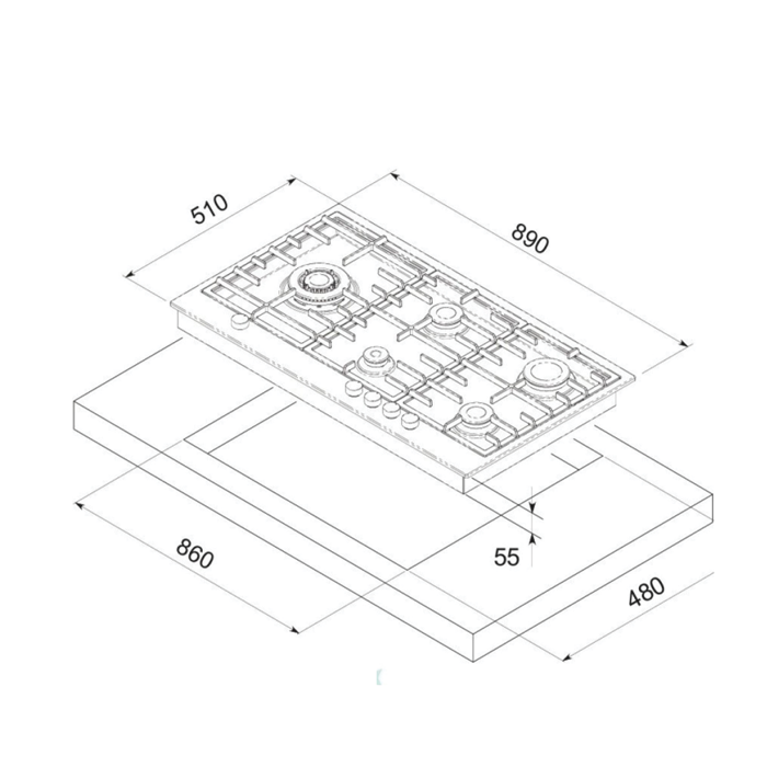 بوتاجاز مسطح ايطالي غاز ماستر جاز 90 سم بلت ان