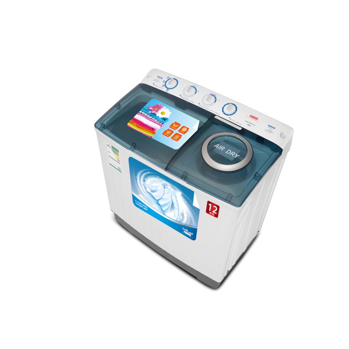 غسالة ملابس حوضين هام 12 كيلو - أبيض